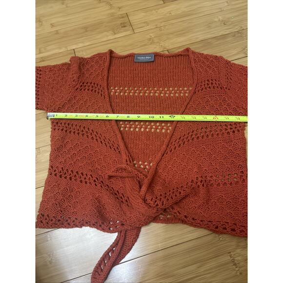 WOODEN SHIPS Paola Buendia Rust Crochet Cardigan Cottagecore Festival Hippie M/L - Picture 5 of 7